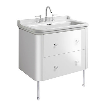 Bauhaus Waldorf 800mm Wall Hung Vanity Unit with Chrome Legs + Knobs  Profile Large Image