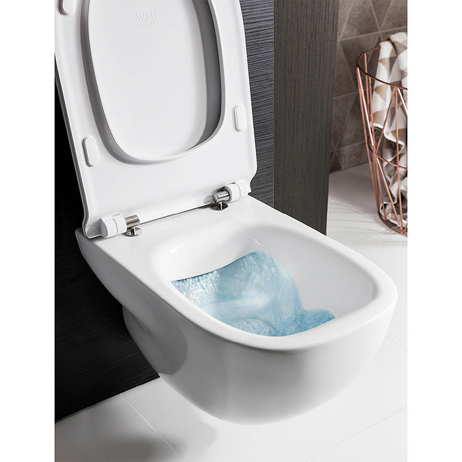 Bauhaus Wild Rimless Wall Hung WC + Soft Close Seat  In Bathroom Large Image