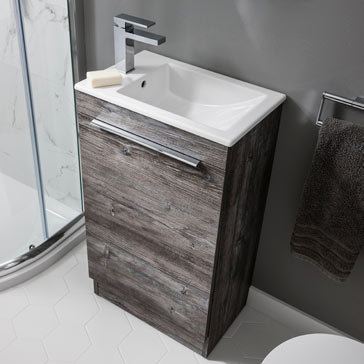 Bauhaus Zion Single Door Floor Standing Unit + Basin - Driftwood Feature Large Image