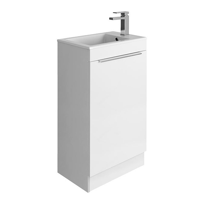 Bauhaus Zion Single Door Floor Standing Unit + Basin - White Gloss Large Image