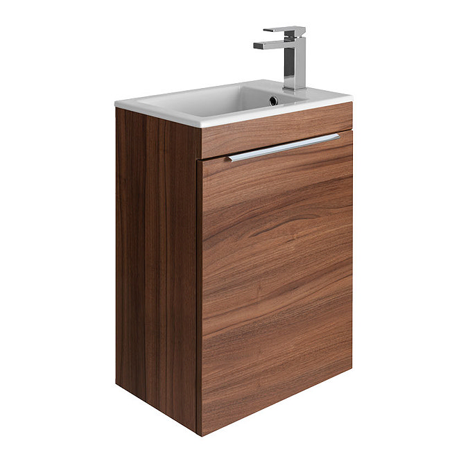 Bauhaus Zion Single Door Wall Hung Unit + Basin - Natural Walnut Large Image