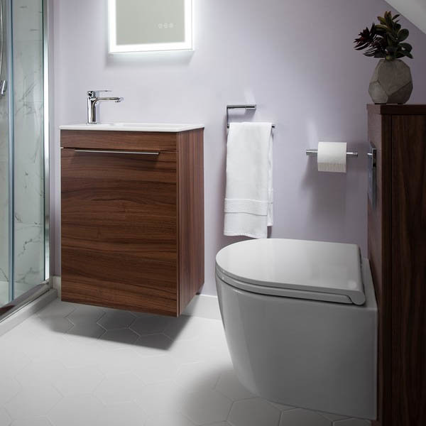 Bauhaus Zion Single Door Wall Hung Unit + Basin - White Gloss Feature Large Image