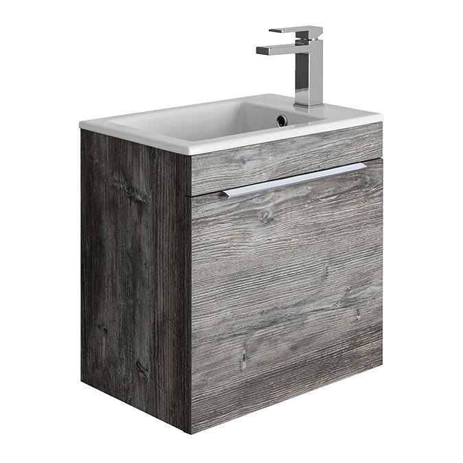 Bauhaus Zion Single Drawer Wall Hung Unit + Basin - Driftwood Large Image