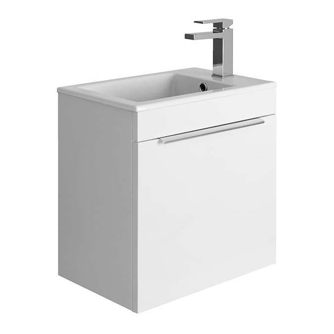 Bauhaus Zion Single Drawer Wall Hung Unit + Basin - White Gloss Large Image