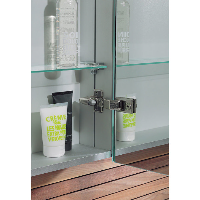 Bauhaus - 600mm Illuminated Aluminium Mirrored Cabinet with Shaving Socket - CB6080AL Profile Large