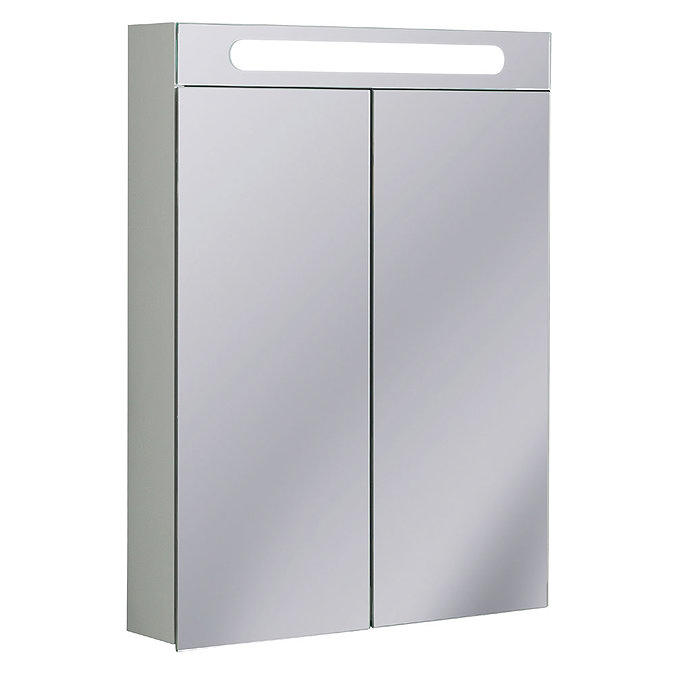 Bauhaus - 600mm Illuminated Aluminium Mirrored Cabinet with Shaving Socket - CB6080AL Large Image