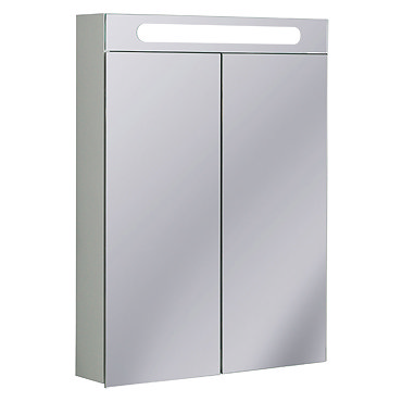 Bauhaus - 600mm Illuminated Aluminium Mirrored Cabinet with Shaving Socket - CB6080AL Profile Large 