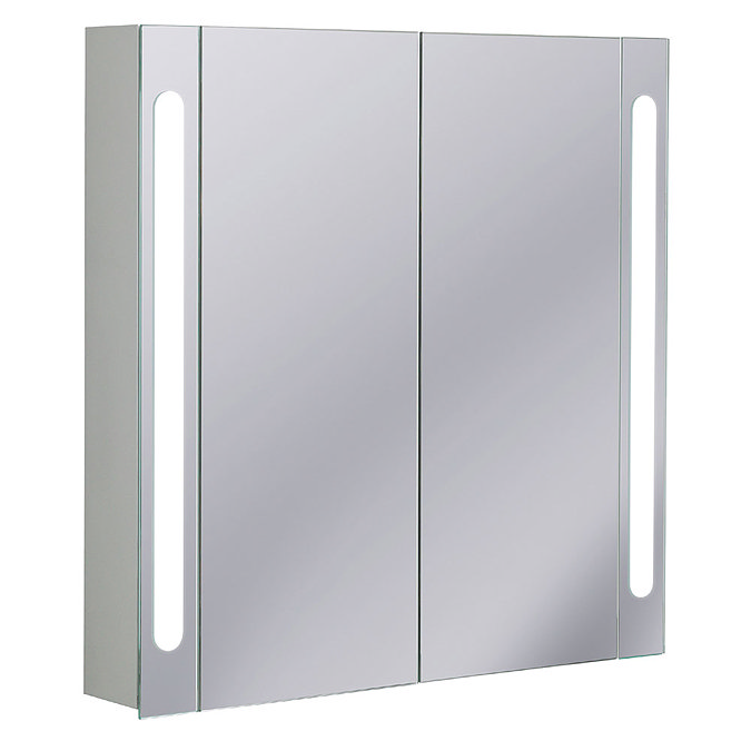 Bauhaus - 800mm Illuminated Aluminium Mirrored Cabinet with Shaving Socket - CB8080AL Large Image