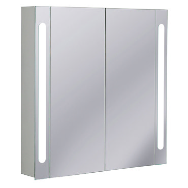 Bauhaus - 800mm Illuminated Aluminium Mirrored Cabinet with Shaving Socket - CB8080AL  Profile Large Image