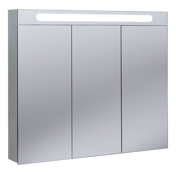 Bauhaus - 950mm Illuminated Aluminium Mirrored Cabinet with Shaving Socket - CB9080AL Large Image