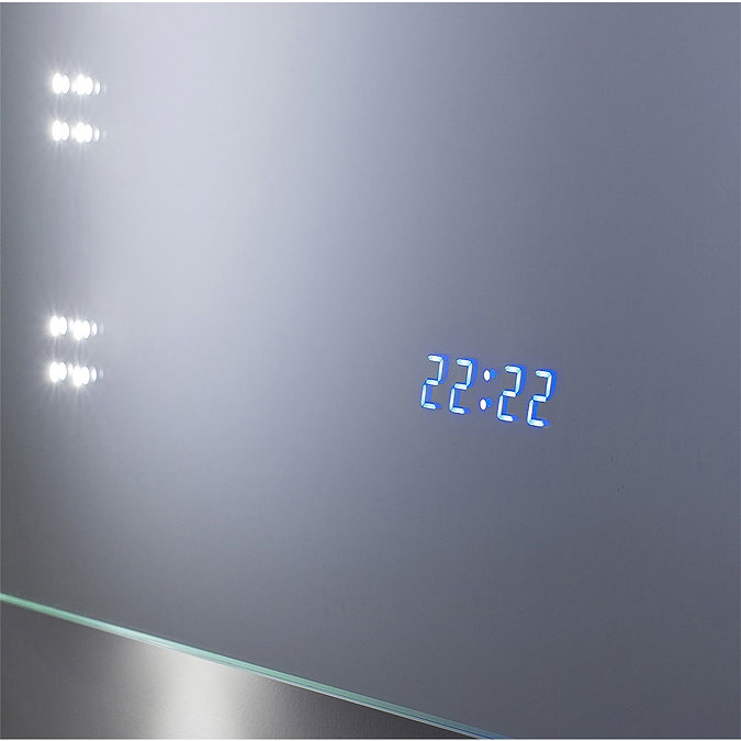 Bauhaus - Rio 1.0 LED Illuminated Mirror w/ Shaving Socket, Digital Clock & De-Mist Pad - MES8060A F