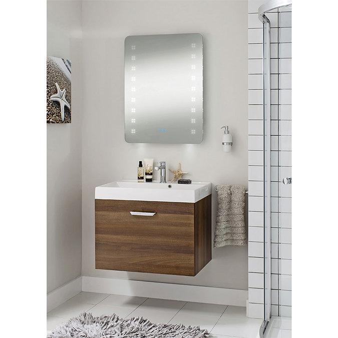Bauhaus - Rio 2.0 LED Illuminated Mirror w/ Shaving Socket, Digital Clock & De-Mist Pad - MES8060B S