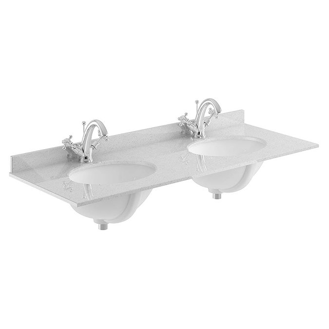 Bayswater 1200mm 1TH Grey Marble Double Bowl Basin Top Large Image