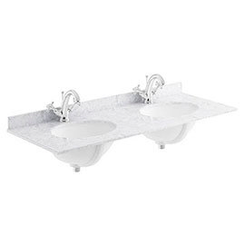 Bayswater 1200mm 1TH White Marble Double Bowl Basin Top Medium Image