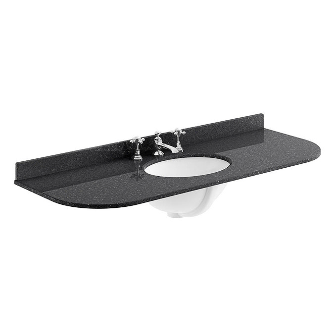 Bayswater 1200mm 3TH Curved Black Marble Single Bowl Basin Top Large Image
