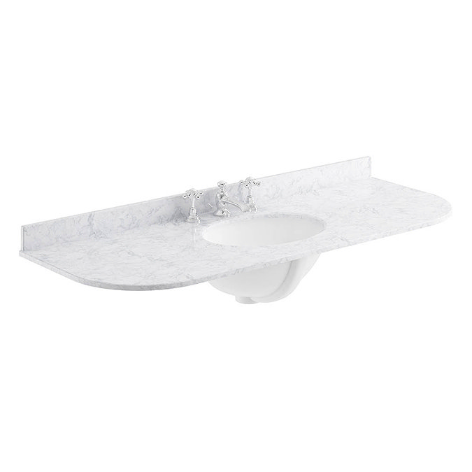 Bayswater 1200mm 3TH Curved White Marble Single Bowl Basin Top Large Image