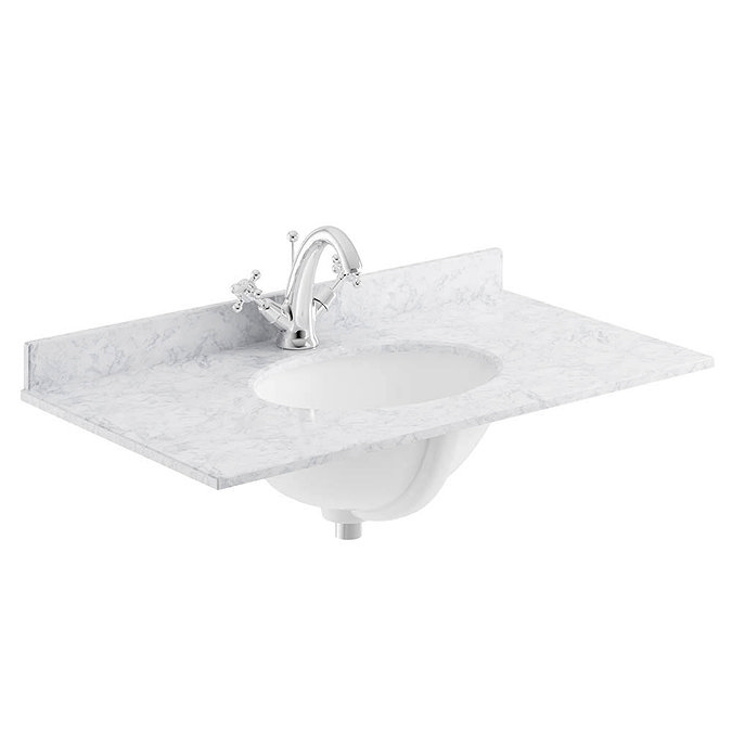 Bayswater 600mm 1TH White Marble Single Bowl Basin Top Large Image