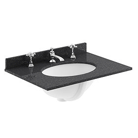 Bayswater 600mm 3TH Black Marble Single Bowl Basin Top Large Image