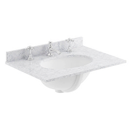 Bayswater 600mm 3TH White Marble Single Bowl Basin Top Large Image