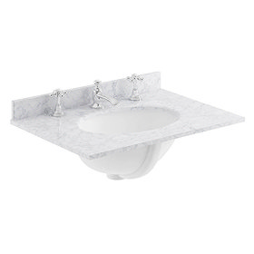 Bayswater 600mm 3TH White Marble Single Bowl Basin Top Large Image