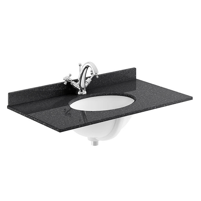 Bayswater 800mm 1TH Black Marble Single Bowl Basin Top Large Image