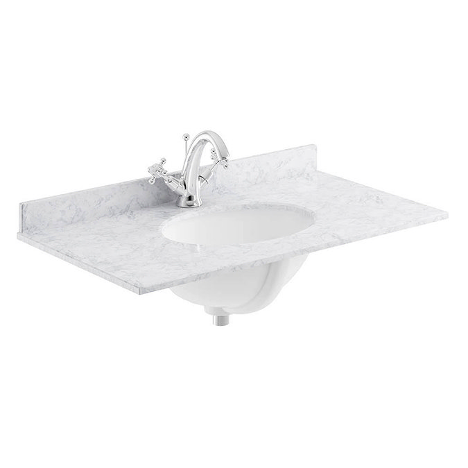 Bayswater 800mm 1TH White Marble Single Bowl Basin Top Large Image