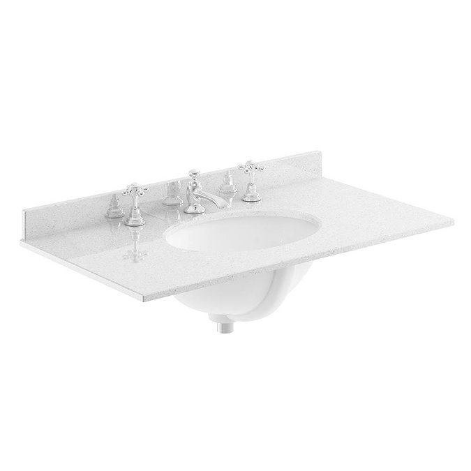 Bayswater 800mm 3TH Grey Marble Single Bowl Basin Top Large Image