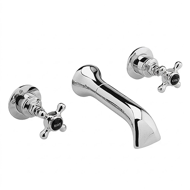 Bayswater Black Crosshead 3 Tap Hole Wall Mounted Bath Filler  Profile Large Image
