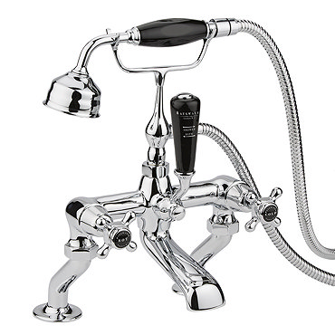 Bayswater Black Crosshead Domed Collar Deck Mounted Bath Shower Mixer  Profile Large Image