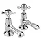 Bayswater Black Crosshead Domed Collar Traditional Basin Taps Large Image