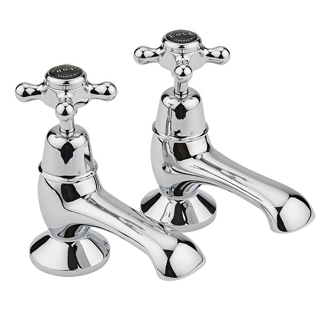 Bayswater Black Crosshead Domed Collar Traditional Bath Taps Large Image