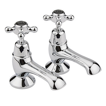 Bayswater Black Crosshead Domed Collar Traditional Bath Taps  Profile Large Image