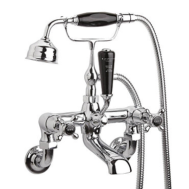 Bayswater Black Crosshead Domed Collar Wall Mounted Bath Shower Mixer  Profile Large Image