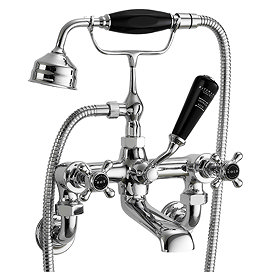 Bayswater Black Crosshead Wall Mounted Bath Shower Mixer Large Image