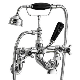 Bayswater Black Crosshead Wall Mounted Bath Shower Mixer Large Image