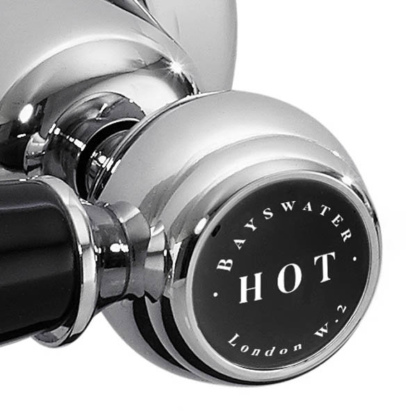 Bayswater Black Lever Domed Collar 3 Tap Hole Wall Mounted Bath Filler Profile Large Image