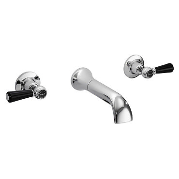 Bayswater Black Lever Domed Collar 3 Tap Hole Wall Mounted Bath Filler  Profile Large Image