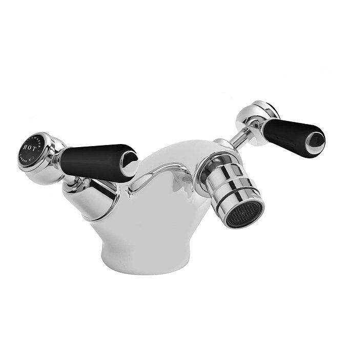 Bayswater Black Lever Domed Collar Mono Bidet Mixer + Pop-Up Waste Large Image