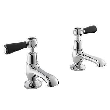 Bayswater Black Lever Domed Collar Traditional Basin Taps  Profile Large Image