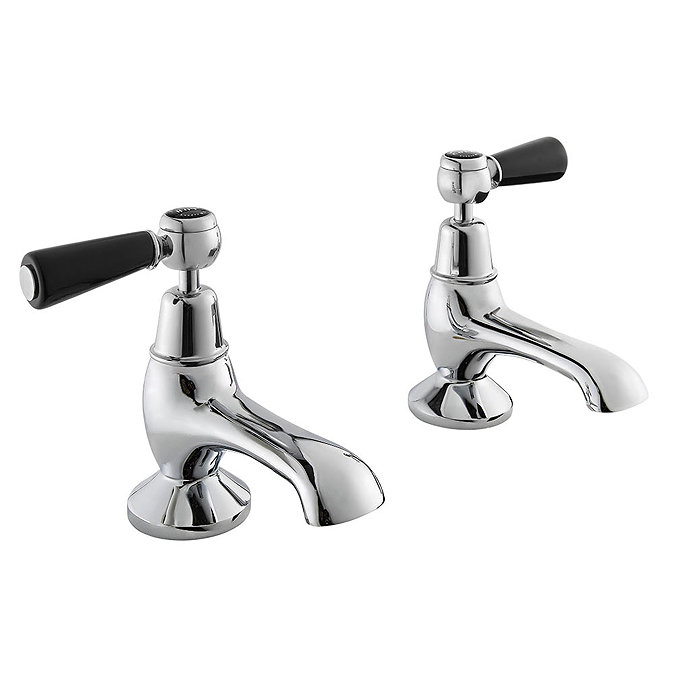 Bayswater Black Lever Domed Collar Traditional Bath Taps Large Image