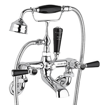Bayswater Black Lever Domed Collar Wall Mounted Bath Shower Mixer  Profile Large Image
