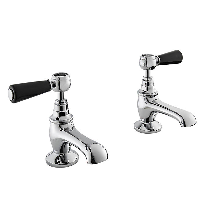 Bayswater Black Lever Traditional Basin Taps Large Image