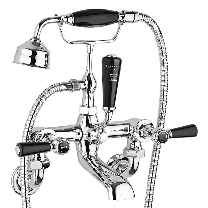 Bayswater Black Lever Wall Mounted Bath Shower Mixer Large Image