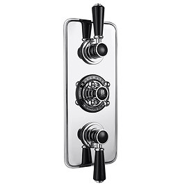 Bayswater Black Triple Concealed Thermostatic Shower Valve with Diverter Large Image