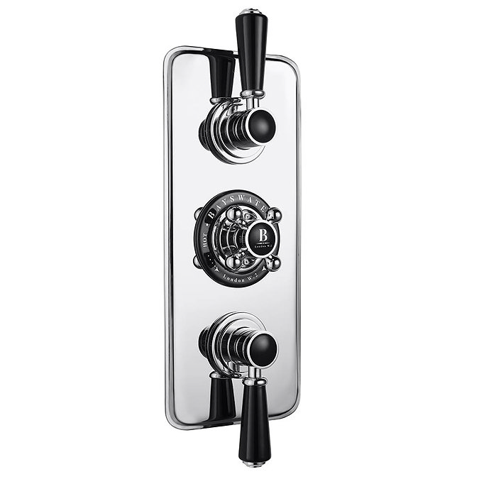 Bayswater Black Triple Concealed Thermostatic Shower Valve Large Image