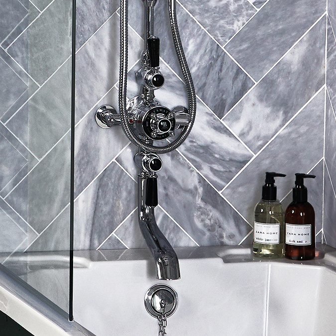 Bayswater Black Triple Exposed Thermostatic Shower Valve Profile Large Image