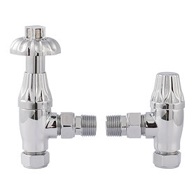 Bayswater Chrome Angled Thermostatic Radiator Valves Large Image