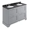 Bayswater Plummett Grey 1200mm 4 Drawer Vanity Unit & 3TH Black Marble Double Bowl Basin Top Large I