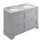 Bayswater Plummett Grey 1200mm 4 Drawer Vanity Unit & 3TH Grey Marble Double Bowl Basin Top Large Im