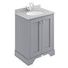 Bayswater Plummett Grey 600mm 2 Door Vanity Unit & 1TH Grey Marble Basin Top Large Image